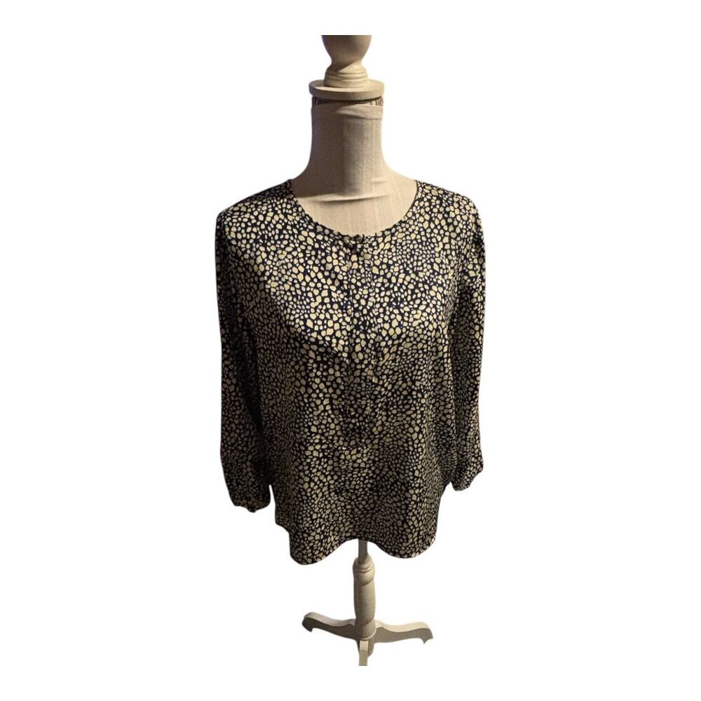 Finn & Grace Blue Patterned Blouse Size L